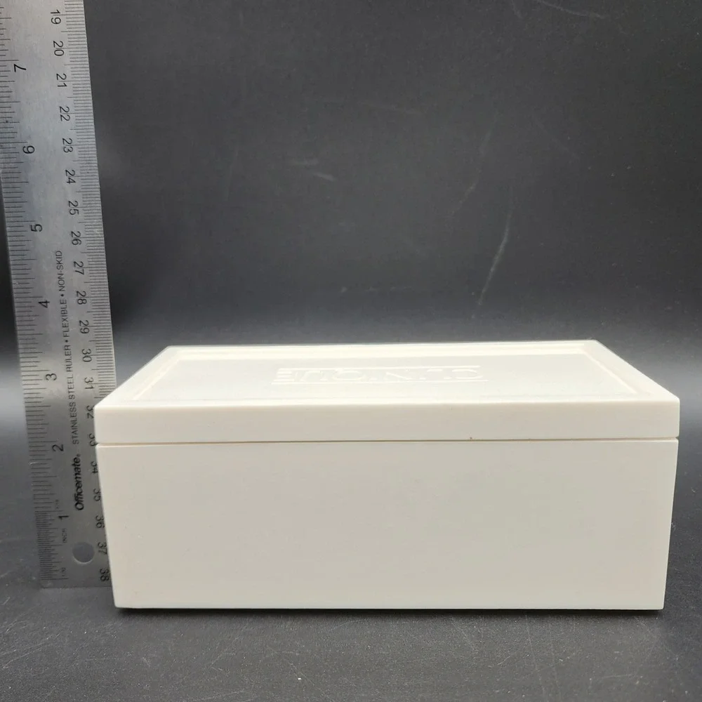 Clinique White Plastic Vanity Storage Box Case Makeup Skincare Organizer Decor